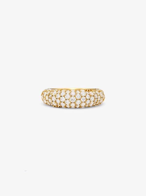 Damske Prstene Michael Kors Precious Metal-Plated Sterling Silver Pavé Zlate - Šperky Michael Kors Nejlevnejsi | AOKDN-0862